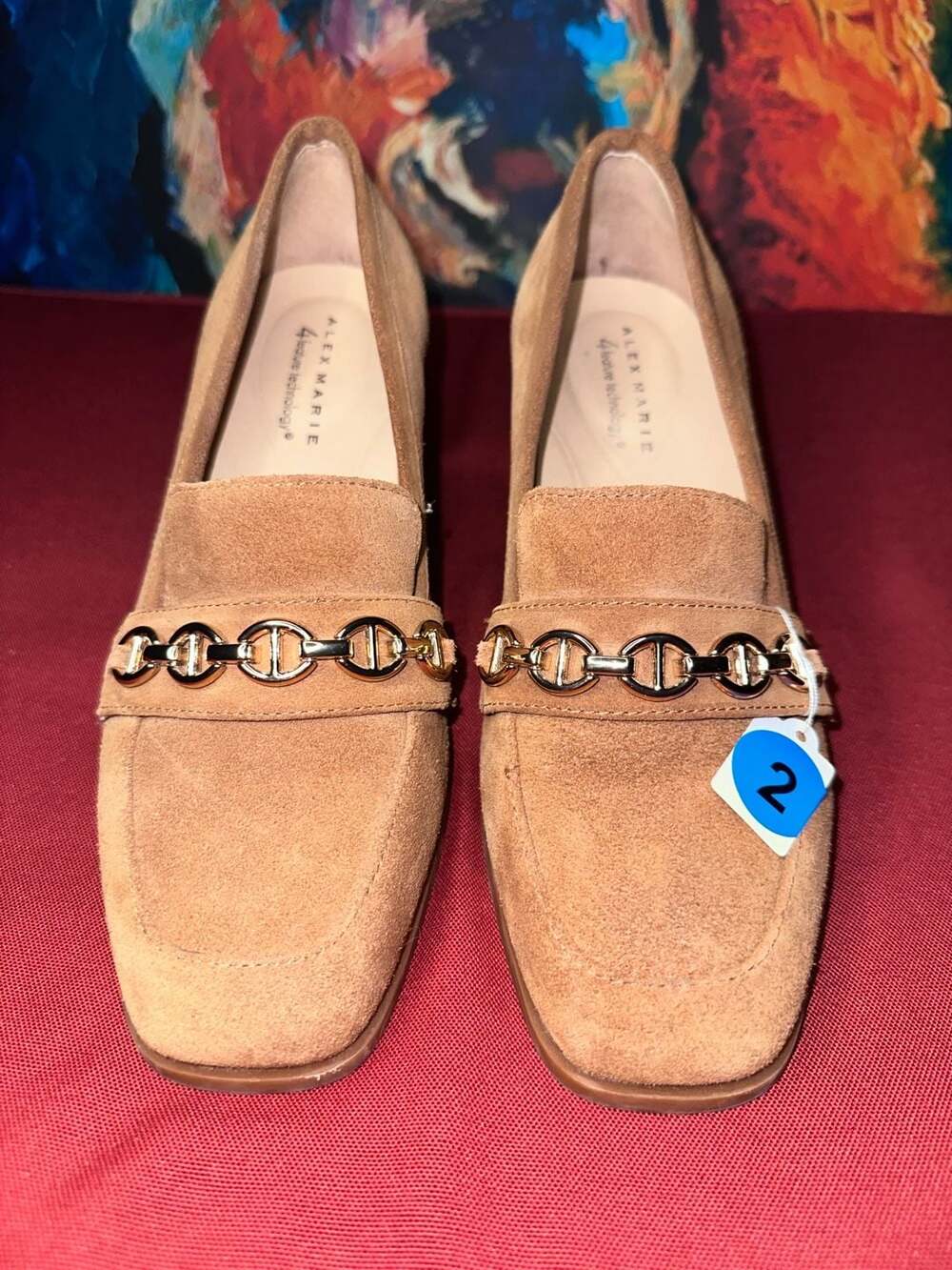 No.02 Alex Marie Farin Brown Suede Chunky Block Heel Loafers